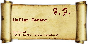 Hefler Ferenc névjegykártya